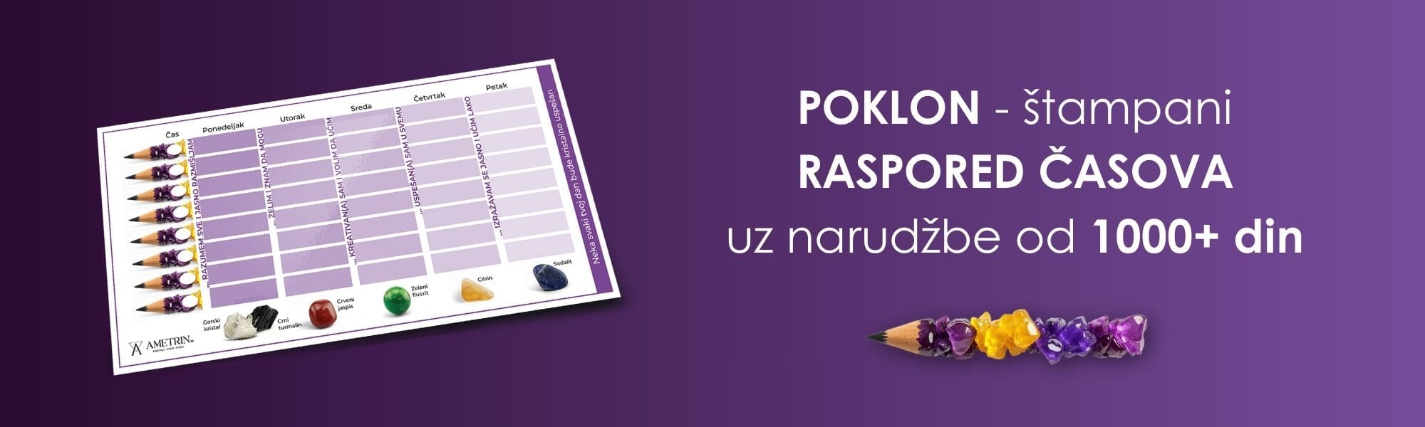 Baner - Narudžba od 1000 din + raspored časova